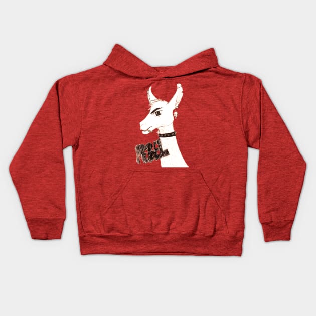 Rebel Llama Kids Hoodie by DrawingWithMagic